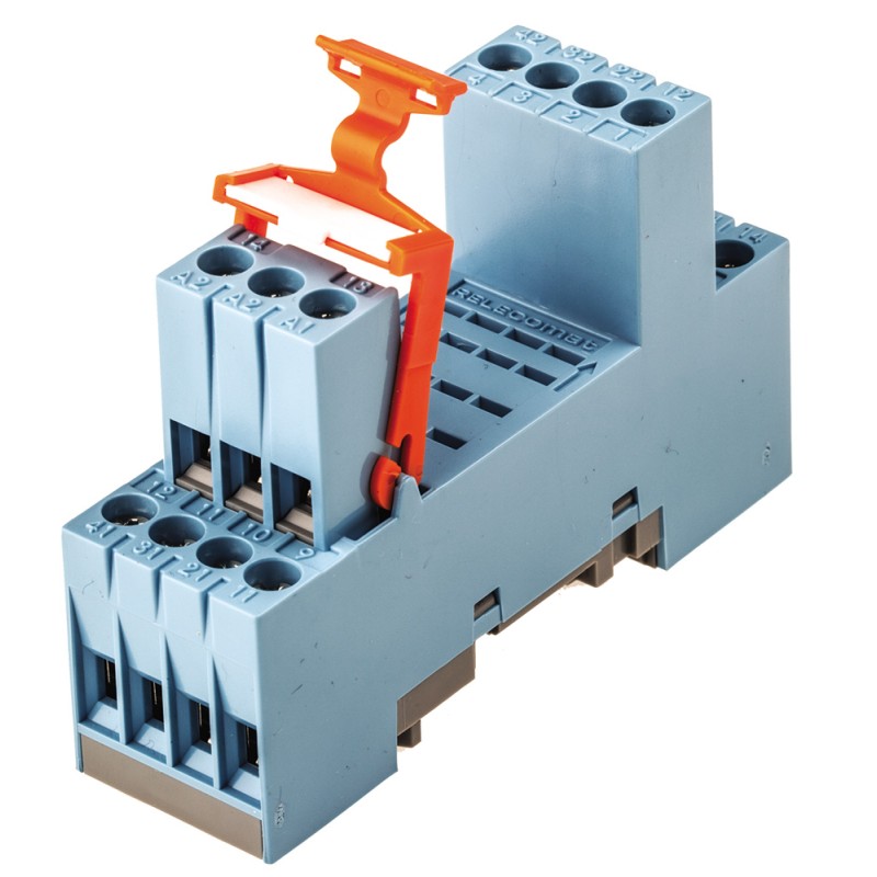 1 pcs - Releco MRC 14 Pin 250V ac DIN Rail Relay Socket, for use with 4 Pole QRC Series
