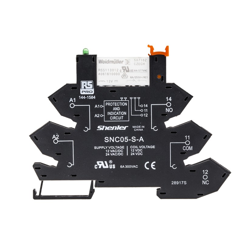 1 pcs - RS PRO Interface Relay, DIN Rail Mount, 12V ac/dc Coil, SPDT