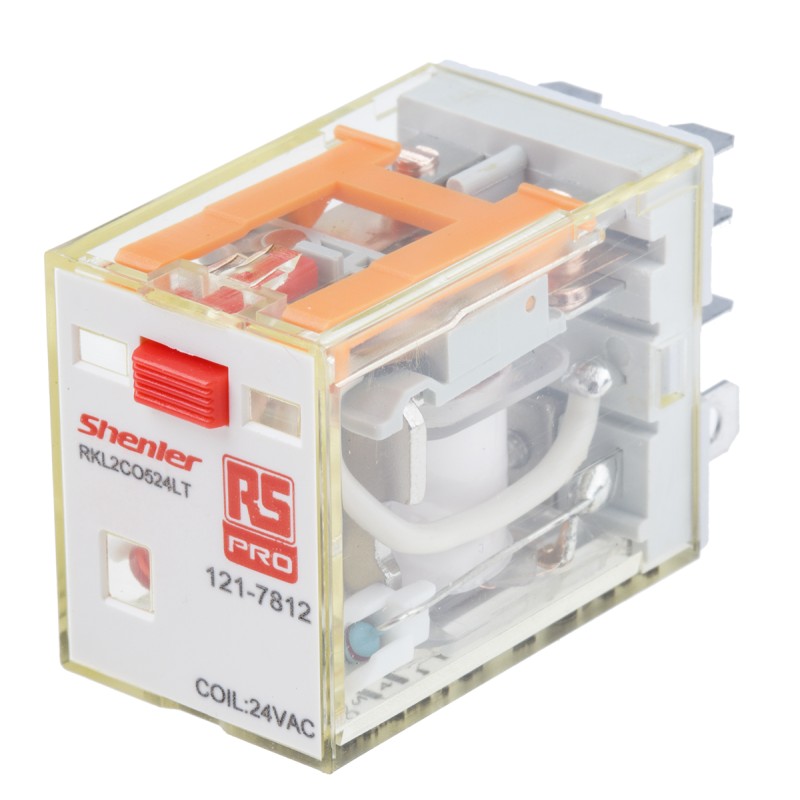 1 pcs - RS PRO Plug In Power Relay, 24V ac Coil, 10A Switching Current, DPDT