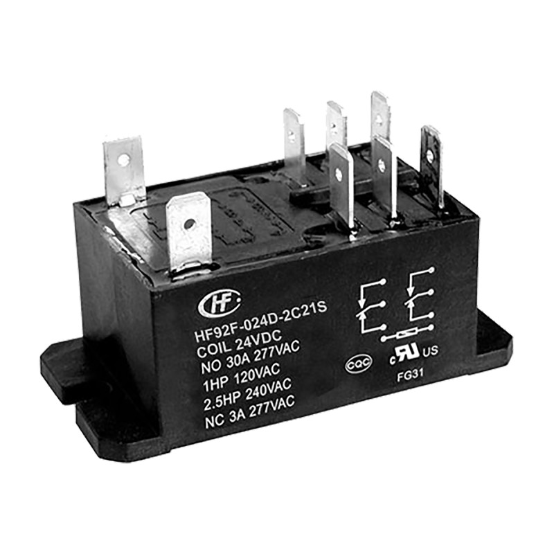1 pcs - Hongfa Europe GMBH Flange Mount Power Relay, 24V dc Coil, 30A Switching Current, DPDT