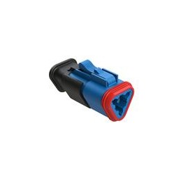 10 pcs : AT06-3S-SR02BLU - Automotive Connectors 3 Position, Plug, Socket, SR02 Strain Relief (Reduced Diameter Seal), Blue Body
