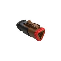 10 pcs : AT06-3S-SR01BRN - Automotive Connectors 3 Position, Plug, Socket, SR01 Strain Relief (Standard Seal), Brown Body