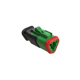 10 pcs : AT06-3S-SR02GRN - Automotive Connectors 3 Position, Plug, Socket, SR02 Strain Relief (Reduced Diameter Seal), Green Bod