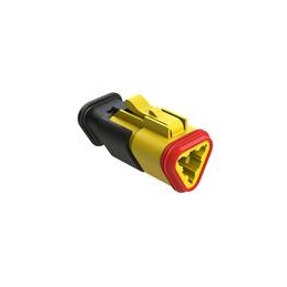 10 pcs : AT06-3S-SR02YEL - Automotive Connectors 3 Position, Plug, Socket, SR02 Strain Relief (Reduced Diameter Seal), Yellow Bo