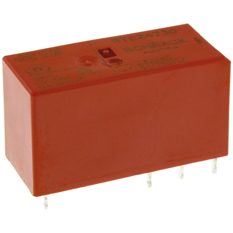 20 pcs - TE Connectivity PCB Mount Power Relay, 230V ac Coil, 8A Switching Current, DPDT