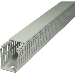 12 pcs - SES Sterling GN-A6/4 LF Grey Slotted Panel Trunking - Open Slot, W60 mm x D60mm, L2m, PVC