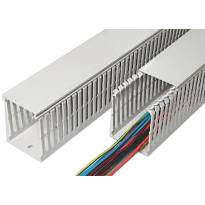 16 pcs - SES Sterling GN-HF-A6/4 Grey Slotted Panel Trunking - Open Slot, W40 mm x D40mm, L2m, Halogen Free PC/ABS
