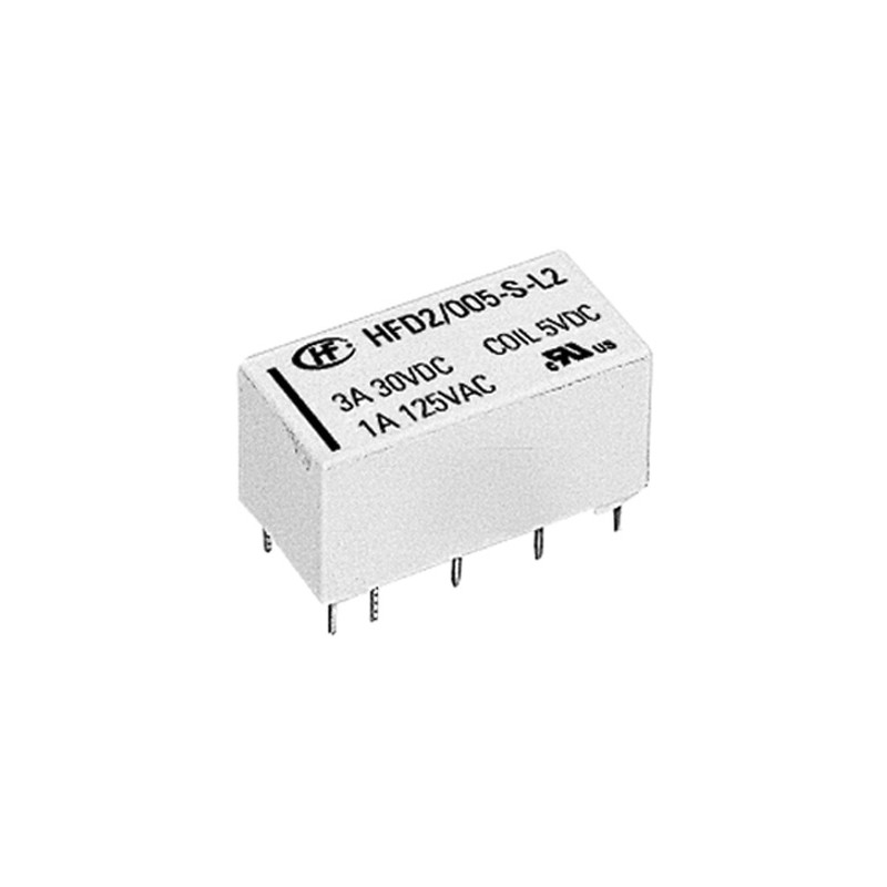 2 pcs - Hongfa Europe GMBH PCB Mount Latching Signal Relay, 12V dc Coil, 3A Switching Current, DPDT