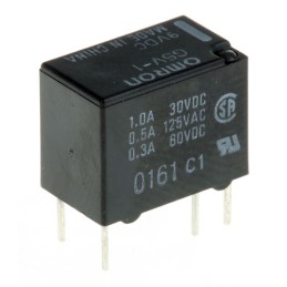 2 pcs - Omron PCB Mount Relay, 9V dc Coil, 1A Switching Current, SPDT