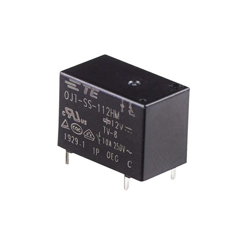 2 pcs - TE Connectivity PCB Mount Relay, 12V dc Coil, 16A Switching Current, SPST