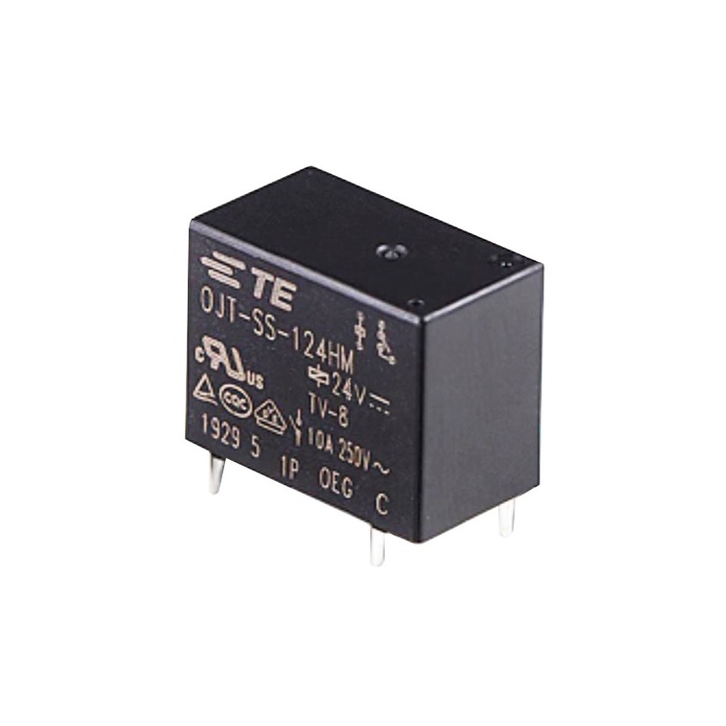 2 pcs - TE Connectivity PCB Mount Relay, 24V dc Coil, 16A Switching Current, SPST