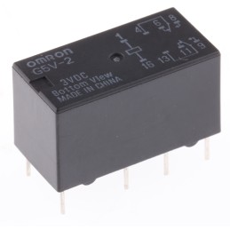 5 pcs - Omron PCB Mount Signal Relay, 3V dc Coil, 2A Switching Current, DPDT