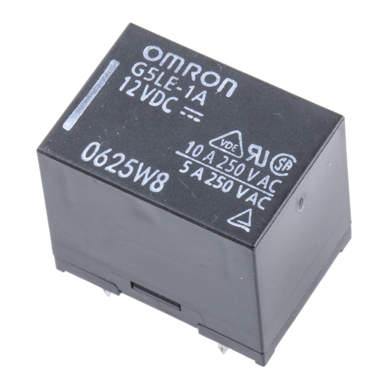 5 pcs - Omron PCB Mount Power Relay, 12V dc Coil, 10A Switching Current, SPST