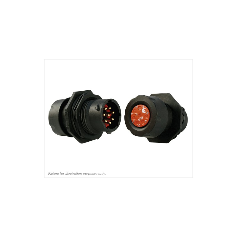 1 pcs - Souriau Circular Connector, 8 Contacts, Panel Mount, Plug, Male, IP68, IP69K, UTS Series