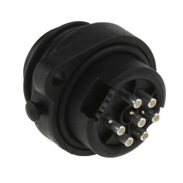 1 pcs - Amphenol Circular Connector, 6 + PE Contacts, Panel Mount, Plug, Male, IP65, IP67, Ecomate Series