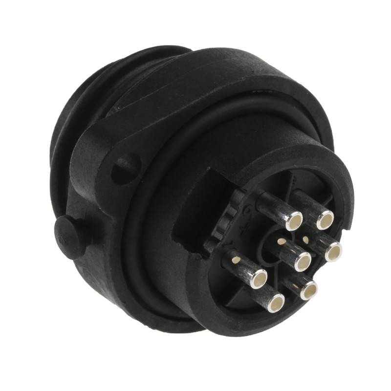 1 pcs - Amphenol Circular Connector, 6 + PE Contacts, Panel Mount, Plug, Male, IP65, IP67, Ecomate Series