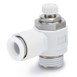 1 pcs - SMC AS1201F Series Threaded, Tube Flow Controller, M5 Inlet Port, M5 x 0.8mm Tube Inlet Port x M2 Outlet Port x 8mm