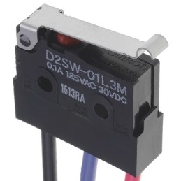 1 pcs - Omron Simulated Roller Lever Micro Switch, Pre-wired Terminal, 3 A @ 30 V dc, SPDT, IP67