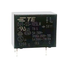 5 pcs - TE Connectivity PCB Mount Power Relay, 5V dc Coil, 5A Switching Current, SPST