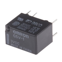 5 pcs - Omron PCB Mount Signal Relay, 3V dc Coil, 1A Switching Current, DPDT