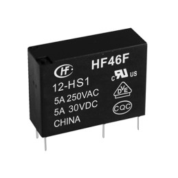 5 pcs - Hongfa Europe GMBH PCB Mount Power Relay, 12V dc Coil, 5A Switching Current, SPST