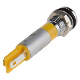 1 pcs - RS PRO Yellow Panel Mount Indicator, 24V dc, 8mm Mounting Hole Size, Faston, Solder Lug Termination, IP67