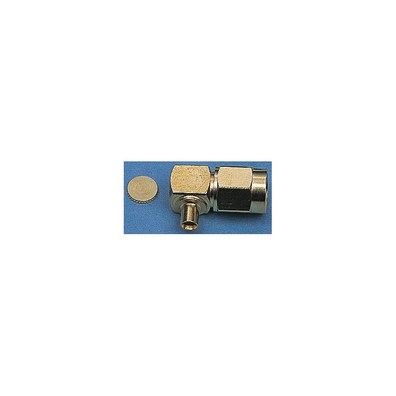 1 pcs - Telegartner, Plug Cable Mount SMA Connector, 50Ω, Solder Termination, Right Angle Body