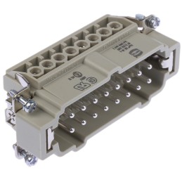 1 pcs - HARTING Heavy Duty Power Connector Insert, 16A, Male, Han E Series, 16 Contacts