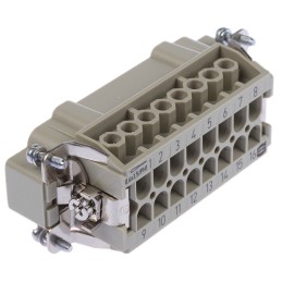 1 pcs - HARTING Heavy Duty Power Connector Insert, 16A, Male, Han E Series, 16 Contacts