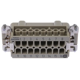 1 pcs - HARTING Heavy Duty Power Connector Insert, 16A, Male, Han E Series, 16 Contacts