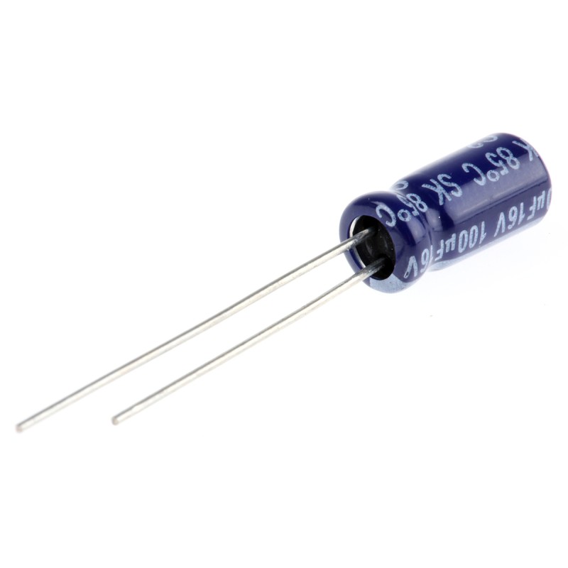 50 pcs - Yageo 100μF Aluminium Electrolytic Capacitor 16V dc, Radial, Through Hole - SK016M0100B2F-0511