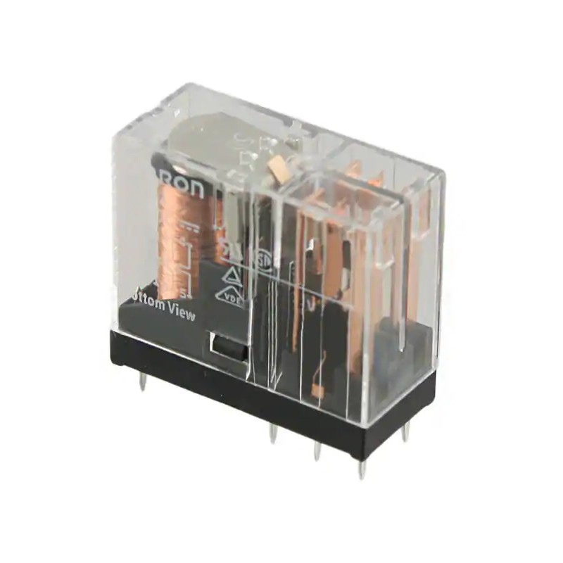 100 pcs - Omron PCB Mount Non-Latching Relay, 5V dc Coil, 3A Switching Current, DPDT