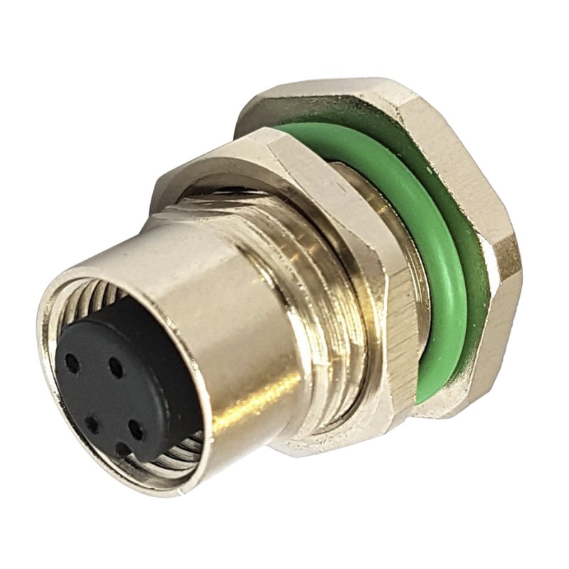 1 pcs - Bulgin Circular Connector, 8 Contacts, Rear Mount, M12 Connector, Socket, Female, IP67, Buccaneer M12 Series