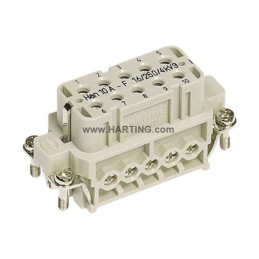 1 pcs - HARTING Heavy Duty Power Connector Insert, 16A, Female, Han A Series, 10 Contacts