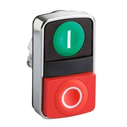 1 pcs - Schneider Electric Harmony XB4 Series Green, Red Momentary Push Button Head, 22mm Cutout, IP67, IP69K