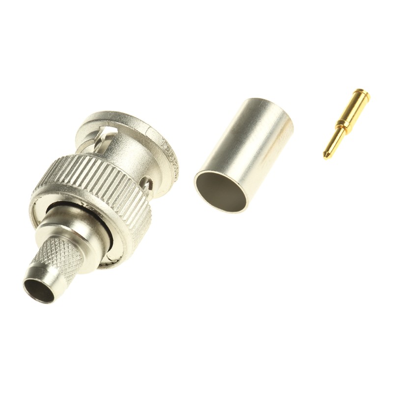 1 pcs - Telegartner, Plug Cable Mount BNC Connector, 75Ω, Crimp Termination, Straight Body
