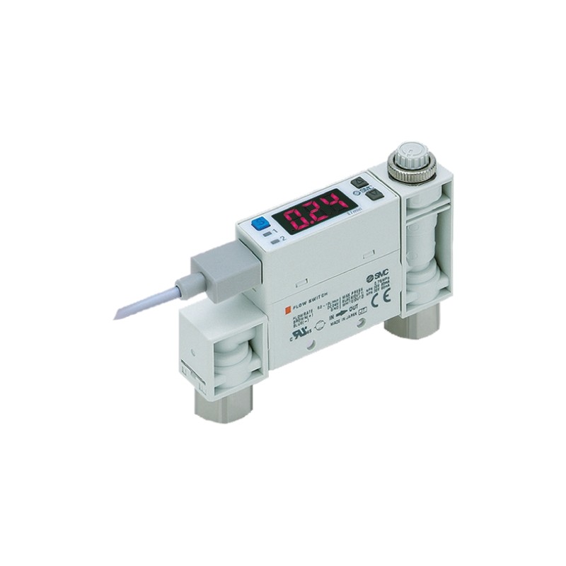 1 pcs - SMC Compact Mount Flow Controller, 0.5 - 25 L/min, PNP Output, 24 V dc, 1/8 in Pipe
