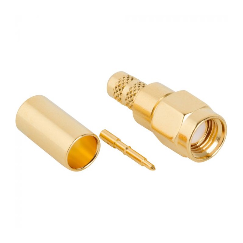 1 pcs - Amphenol RF Plug Cable Mount SMA Connector, Crimp Termination, Straight Body