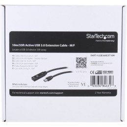 1 pcs - StarTech.com USB 3.0 Cable, Male USB A to Female USB A USB Extension Cable, 10m