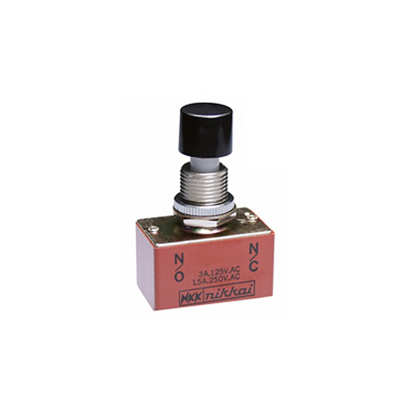 1 pcs - NKK Switches Push Button Switch, Momentary, Panel Mount, 12.5mm Cutout, DPDT, 125V ac