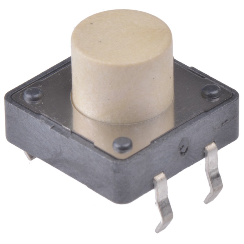 1 pcs - White Button Tactile Switch, SPST 50 mA @ 12 V dc 5mm Through Hole