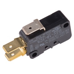 1 pcs - Omron Pin Plunger Micro Switch, Tab Terminal, 16 A @ 250 V ac, SPDT, IP40