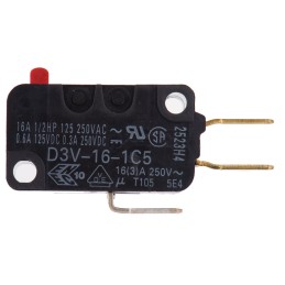 1 pcs - Omron Pin Plunger Micro Switch, Tab Terminal, 16 A @ 250 V ac, SPDT, IP40