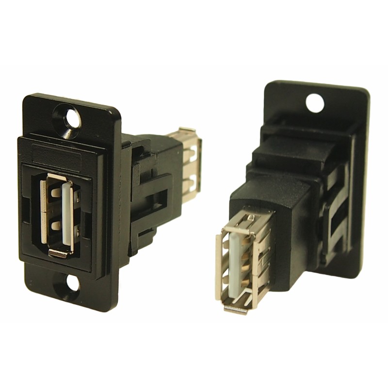 1 pcs - RS PRO Straight, Panel Mount, Socket to Socket Type A to A 2.0 USB Connector