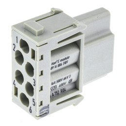 1 pcs - Han-Modular Series Female Module, 6 Way, Han E