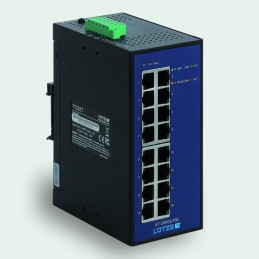 1 pcs - F Lutze Ltd DIN Rail Mount Unmanaged Ethernet Switch, 16 RJ45 Ports, 1000Mbit/s Transmission, 12 - 48V dc