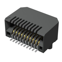 1 pcs - Samtec MECT Series Right Angle Female Edge Connector, Surface Mount, 20-Contacts, 0.8mm Pitch, 2-Row, Solder Terminatio