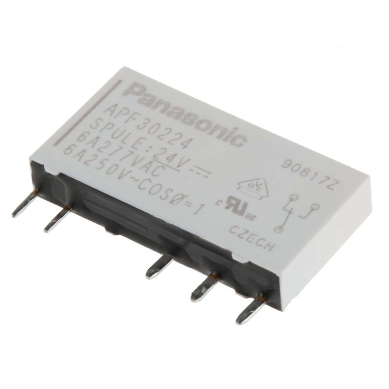 20 pcs - Panasonic PCB Mount Power Relay, 24V dc Coil, 6A Switching Current, SPDT