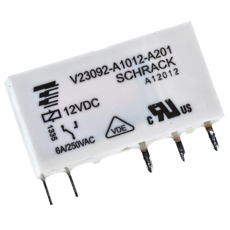 20 pcs - TE Connectivity PCB Mount Power Relay, 12V dc Coil, 6A Switching Current, SPDT