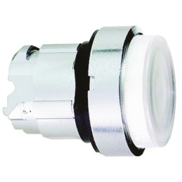 1 pcs - Schneider Electric Harmony XB4 Series White Illuminated Spring Return Push Button Head, 22mm Cutout, IP66, IP69K